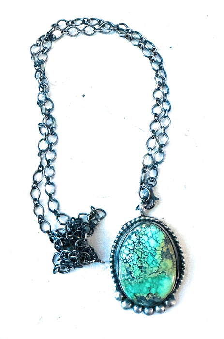 Navajo Sterling Silver & Tibetan Turquoise Necklace