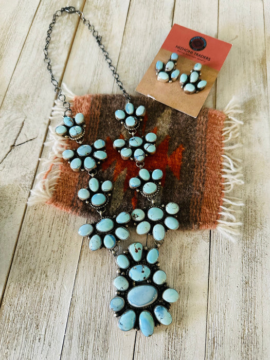 Navajo Golden Hills Turquoise & Sterling Silver Necklace Set