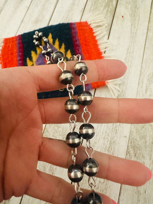 Navajo Sterling Silver Beaded Rosary Style Necklace
