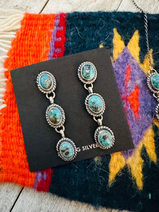 Navajo Sterling Silver & Turquoise Lariat Necklace Set