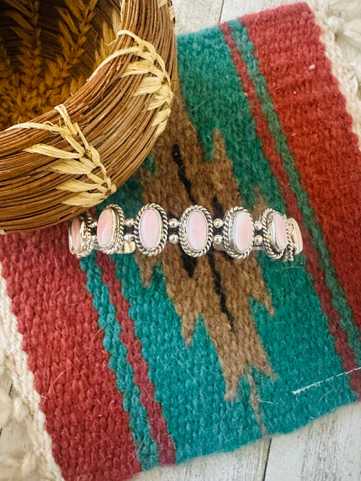 Navajo Queen Pink Conch Shell & Sterling Silver Cuff Bracelet