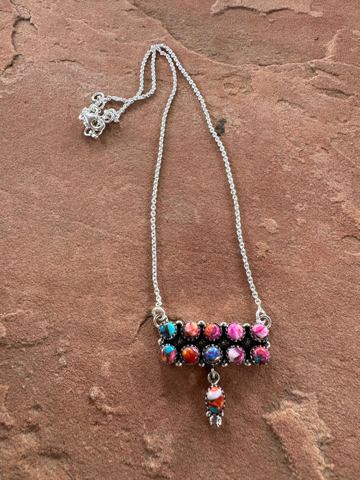 Handmade Sterling Silver & Pink Dream Mojave Necklace