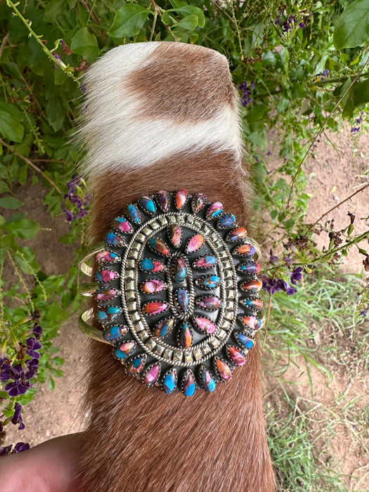 Handmade Sterling Silver & Pink Dream Mojave Adjustable Cuff Bracelet