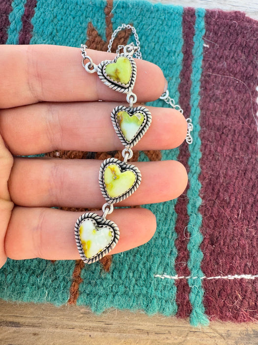 Beautiful Handmade Sterling Silver & Palomino Turquoise Drop Heart Necklace