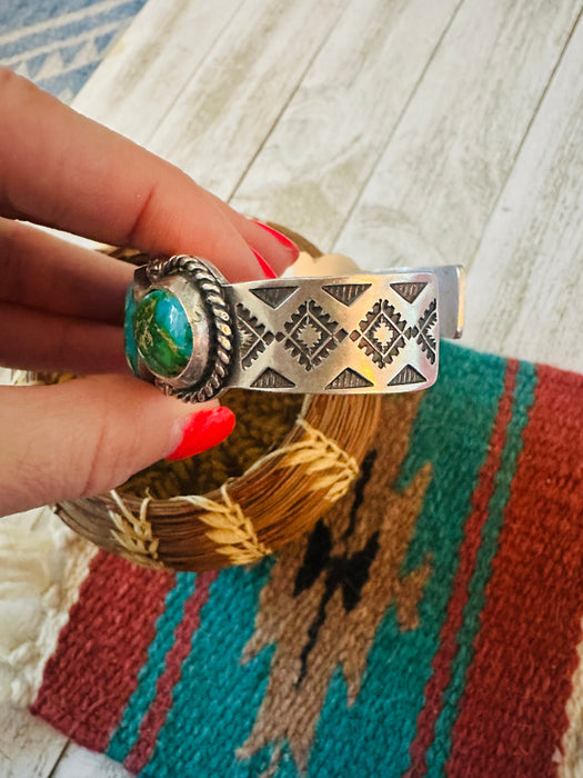 Navajo Sterling Silver & Sonoran Mountain Turquoise Cuff Bracelet