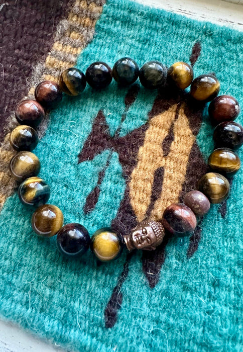 Handmade Beaded Brown Tigers Eye Stretch Bracelet