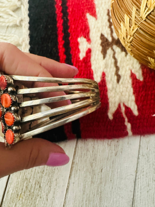 Navajo Orange Spiny Sterling Silver Cuff Bracelet