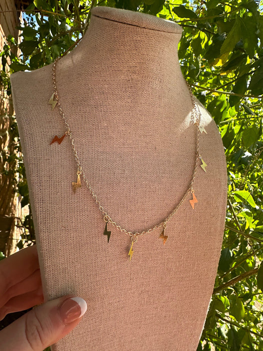 “The Golden Collection” Lightning Bolt Handmade 14k Gold Plated Necklace