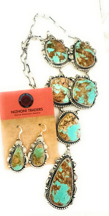 Navajo Number 8 Turquoise & Sterling Silver Necklace Set