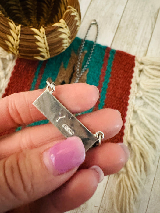 Navajo Multi Stone & Sterling Silver Inlay Bar Necklace