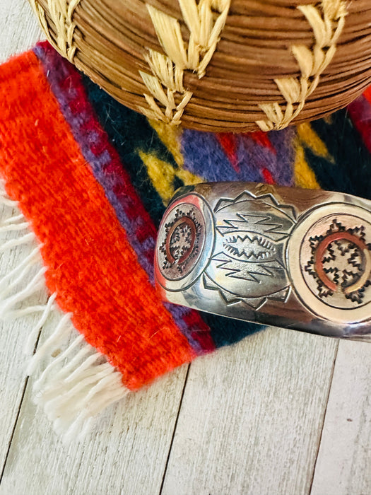 Navajo Copper and Sterling Silver Cuff Bracelet Signed