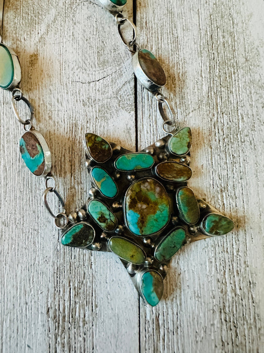 Navajo Sterling Silver & Royston Turquoise Star Necklace by Jacqueline Silver