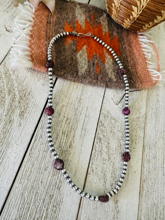 Navajo Purple Spiny & Sterling Silver Pearl Beaded 18” Necklace - Culture Kraze Marketplace.com