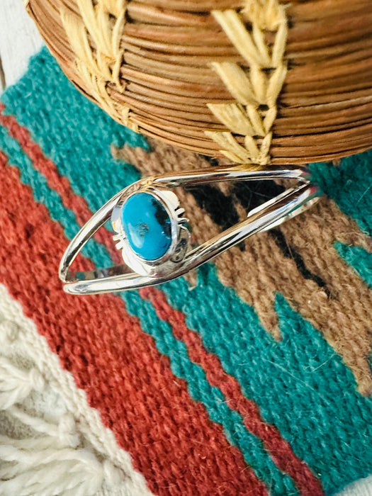 Navajo Kingman Turquoise & Sterling Silver Cuff Bracelet