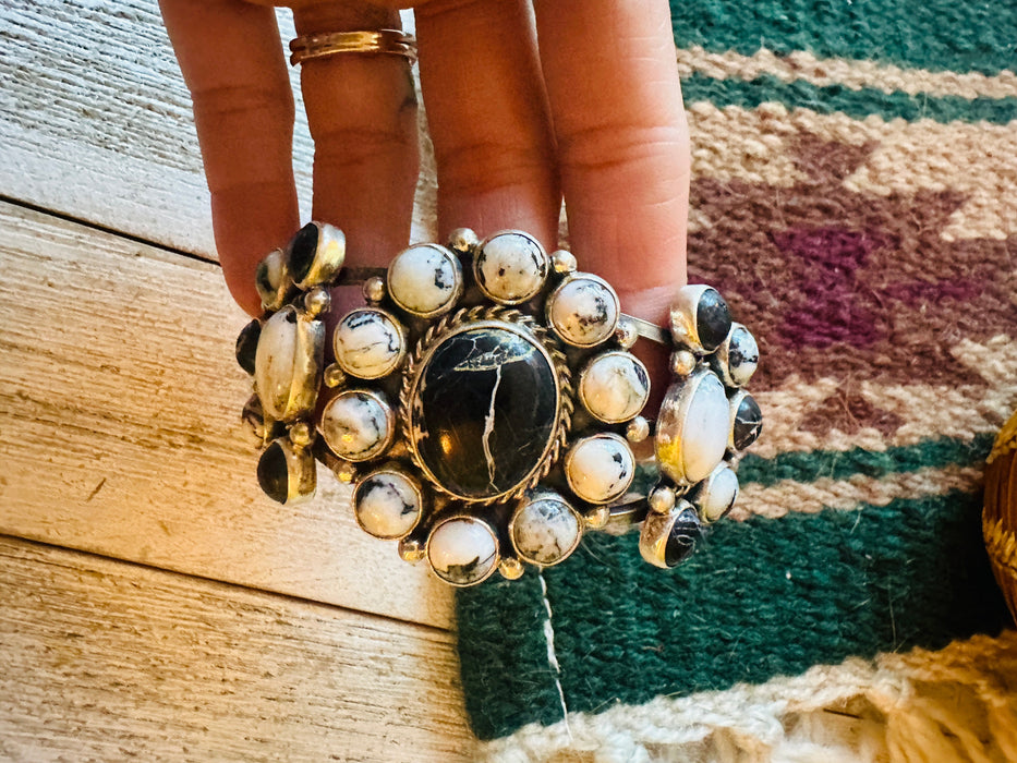 Navajo White Buffalo & Sterling Silver Cuff Bracelet