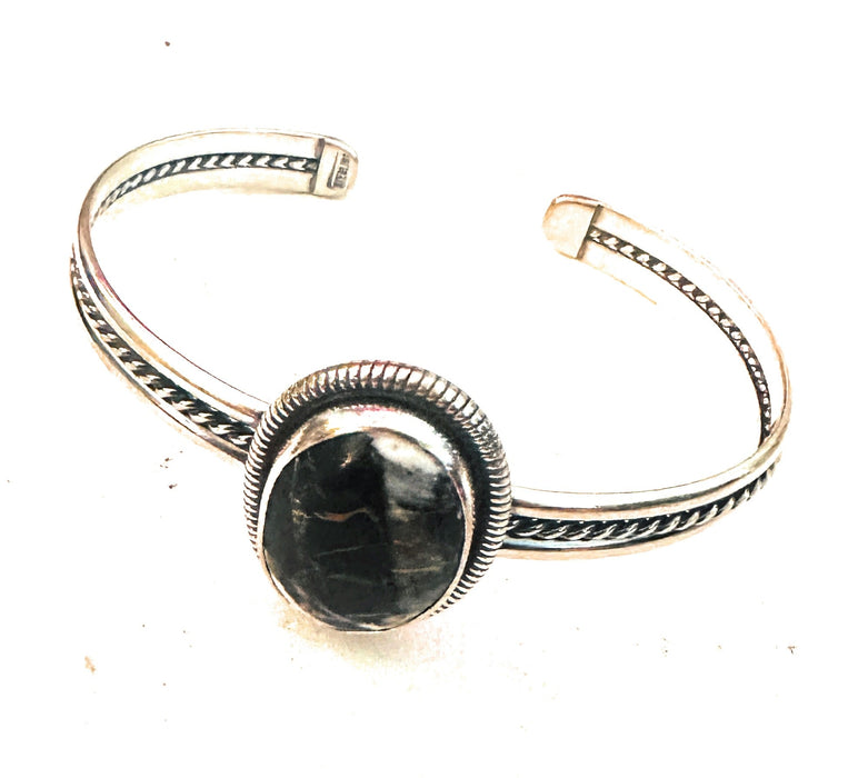 Navajo White Buffalo & Sterling Silver Cuff Bracelet