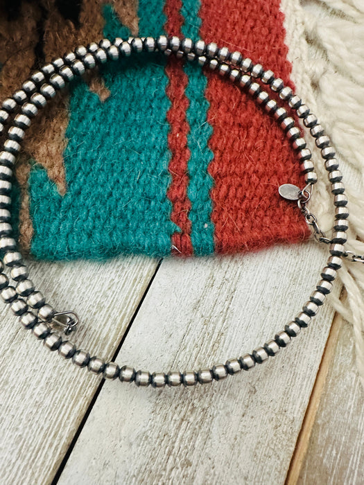 Navajo Sterling Silver Beaded Wrap Choker Necklace