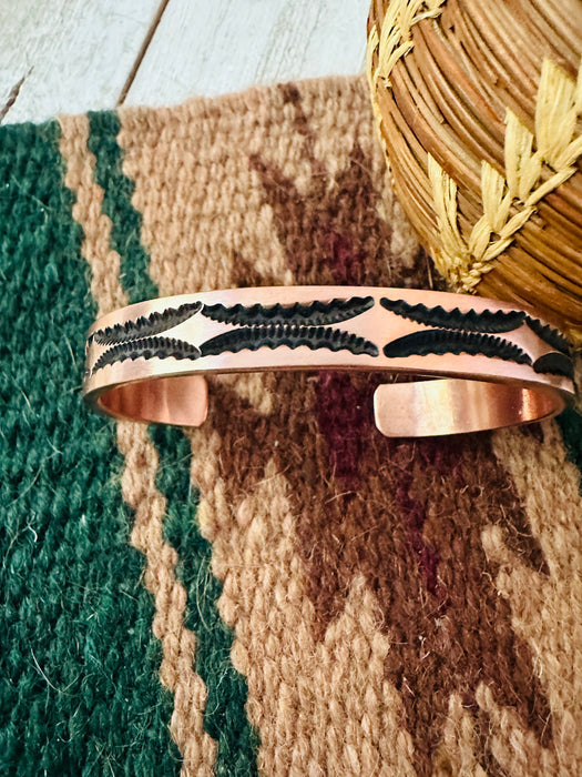 Navajo Hand Stamped Copper Cuff Bracelet