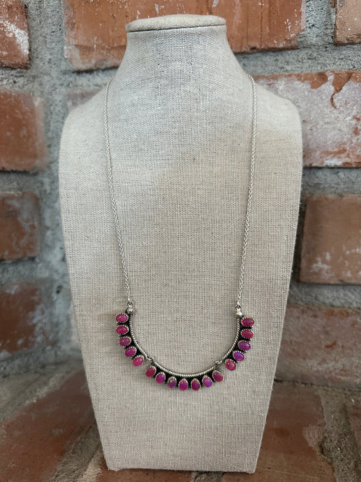 Sunset Canyon Handmade Hot Pink Onyx & Sterling Silver Necklace