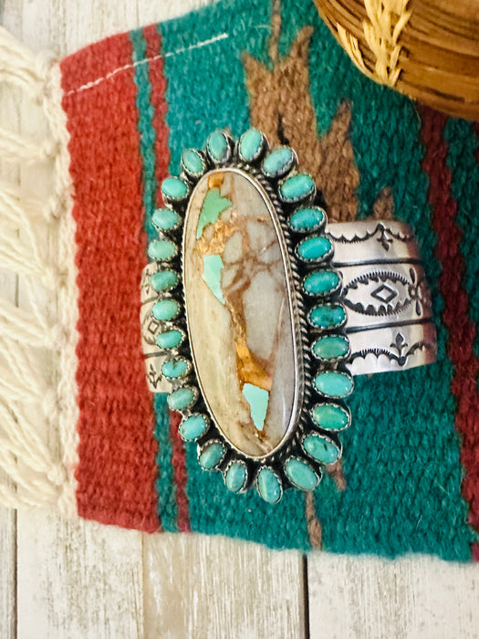 Navajo Ribbon Turquoise & Sterling Silver Cuff Bracelet