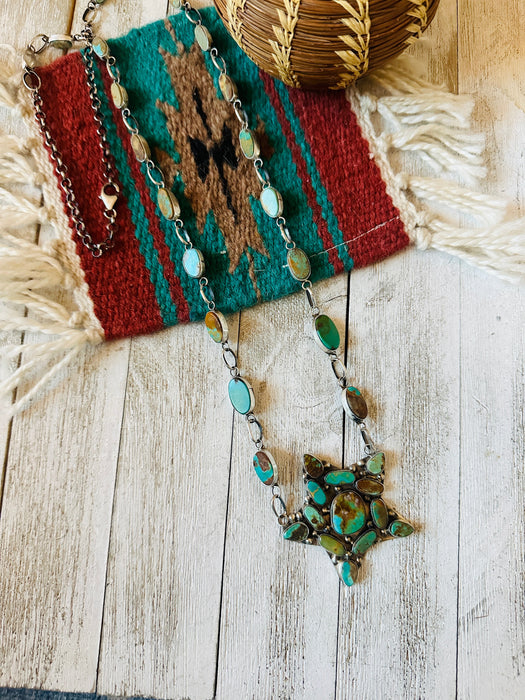 Navajo Sterling Silver & Royston Turquoise Star Necklace by Jacqueline Silver