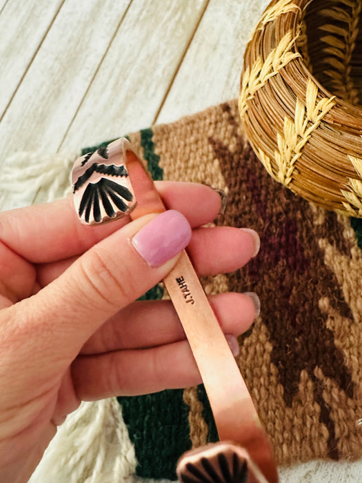 Navajo Hand Stamped Copper Cuff Bracelet