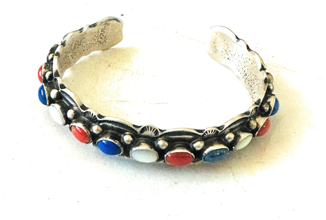 Navajo Multi Stone & Sterling Silver Cuff Bracelet