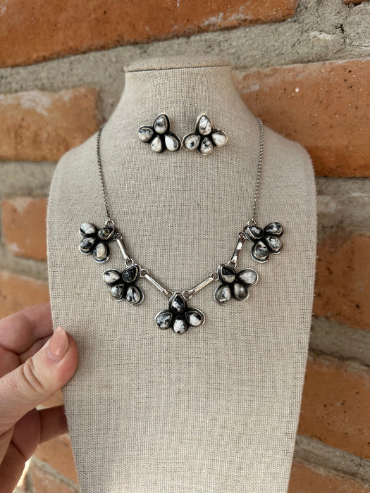 “The Sunny Set” Beautiful Handmade Sterling Silver & White Buffalo Necklace Set