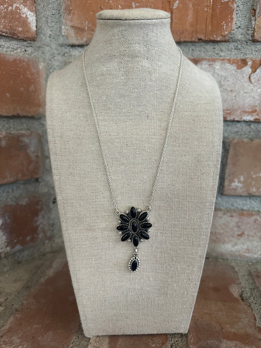 Blooming Cluster Handmade Sterling Silver & Onyx Necklace