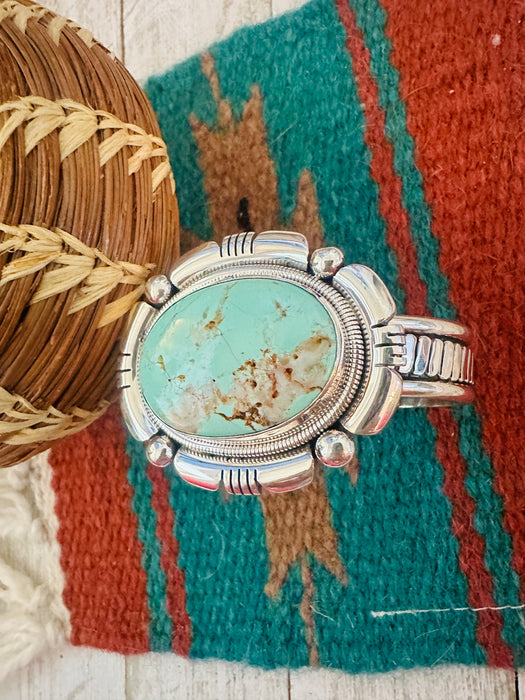 Navajo Turquoise & Sterling Silver Cuff Bracelet by Wydell Billie