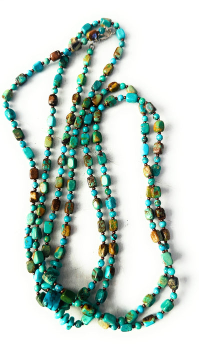 Navajo Turquoise & Copper 60” Beaded Necklace