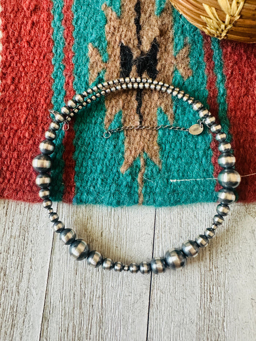 Navajo Sterling Silver Beaded Wrap Choker Necklace