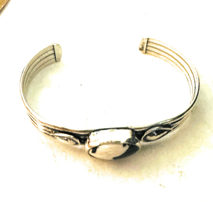 Navajo White Buffalo & Sterling Silver Cuff Bracelet