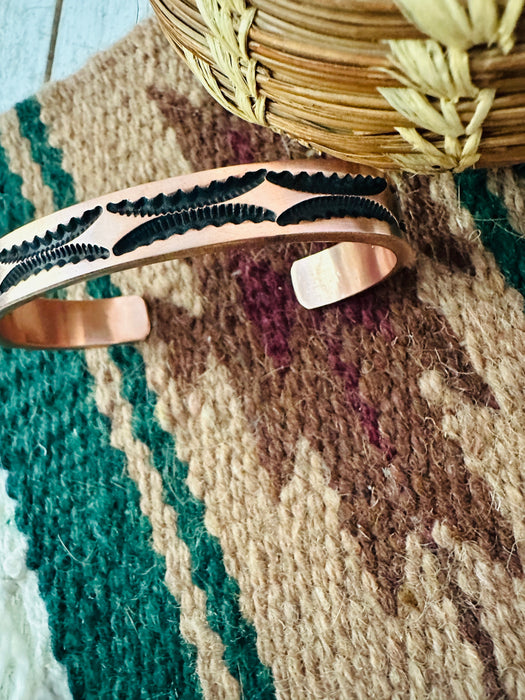 Navajo Hand Stamped Copper Cuff Bracelet