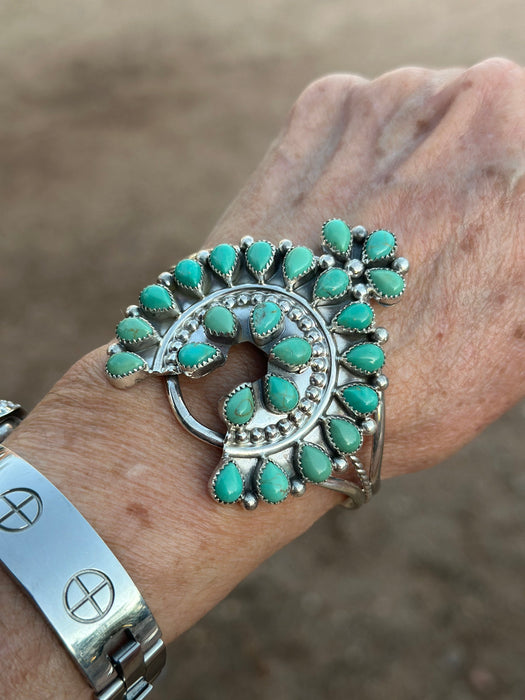 Navajo Turquoise & Sterling Silver Naja Cuff Bracelet