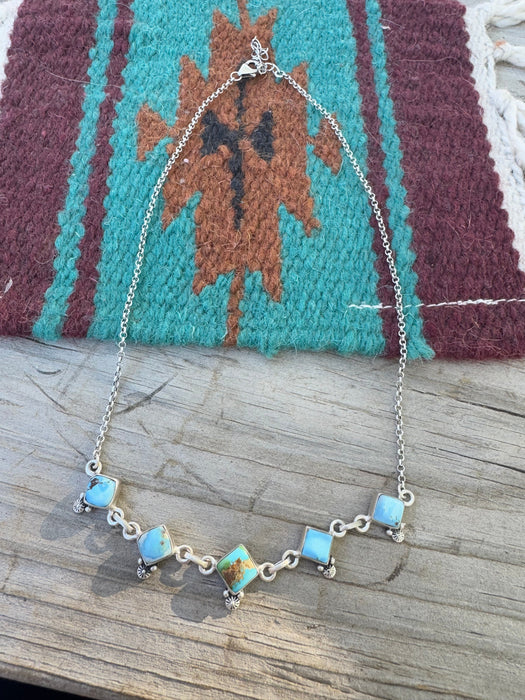 Handmade Sterling Silver, Golden Hills Turquoise & Sonoran Mountain Turquoise Necklace