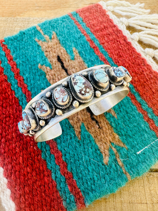 Navajo Golden Hills Turquoise & Sterling Silver Cuff Bracelet