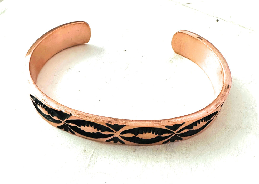 Navajo Hand Stamped Copper Cuff Bracelet