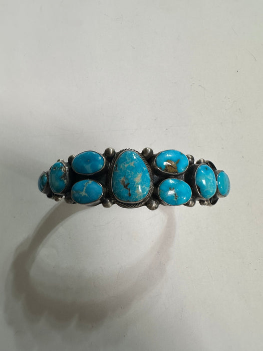 Beautiful Kathleen Livingston Navajo Sterling Turquoise Bracelet Cuff Signed