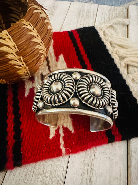 Navajo Rolled Sterling Silver Cuff Bracelet