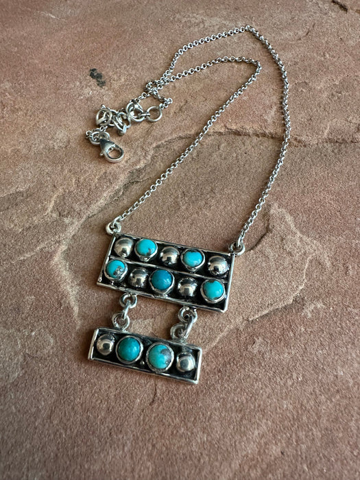 Handmade Turquoise & Sterling Silver Ball Bar Necklace