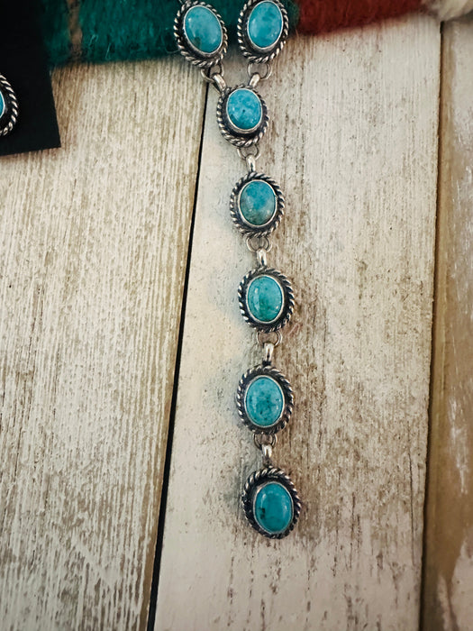 Navajo Sterling Silver & Turquoise Lariat Necklace Set