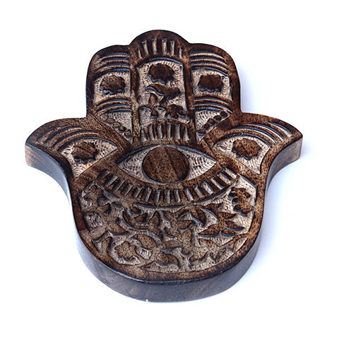 Decor - Wooden Hamsa - Vines and Flowers 7"x6"