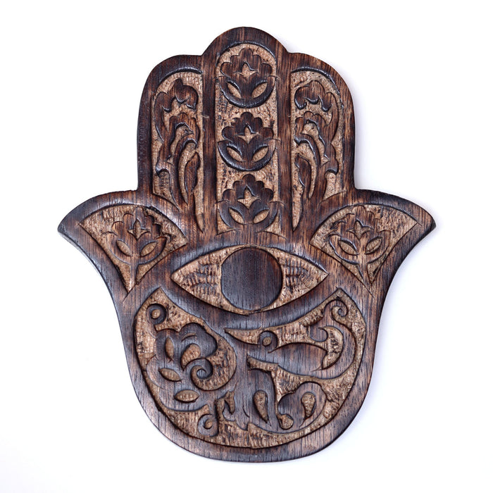 Decor - Wooden Hamsa - Cherry Blossom 7"x6"