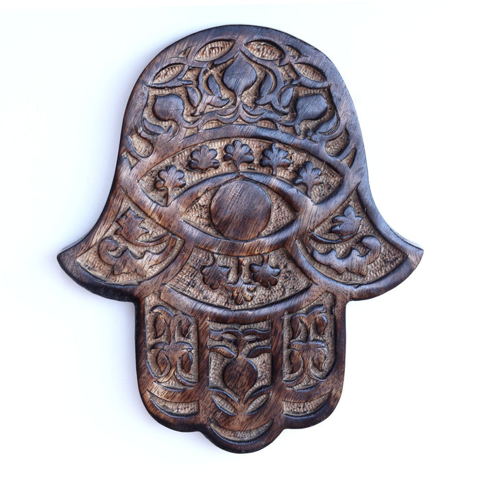 Decor - Wooden Hamsa - Pomegranate 7"x6"