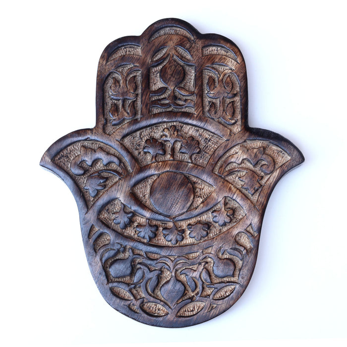 Decor - Wooden Hamsa - Pomegranate 7"x6"