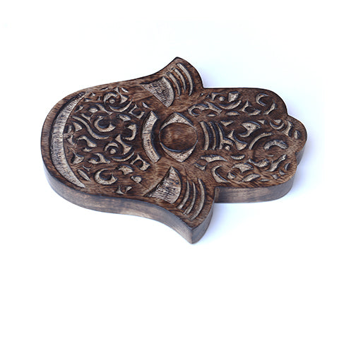 Decor - Wooden Hamsa - Swirl Wave 7"x6"