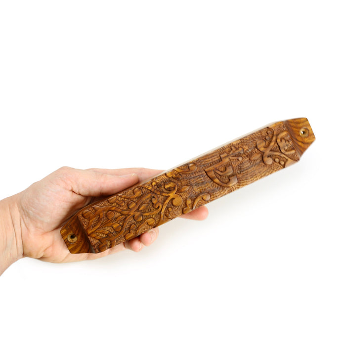 Decor - Wooden Mezuzah Case 9"x1.5" Ornamental