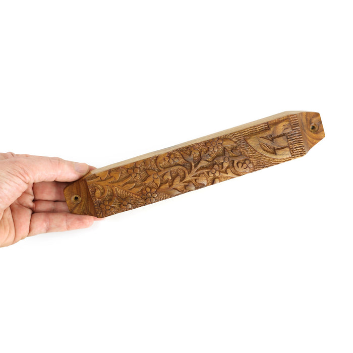 Decor - Wooden Mezuzah Case 9"x1.5" Garden