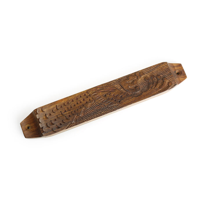 Decor - Wooden Mezuzah Case 9"x1.5" Peacock